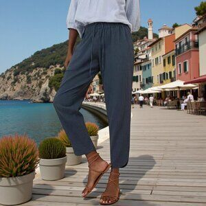 PACT Organic Coastal Double Gauze Tapered Pull-On Pant in French Navy L